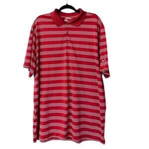 Nike Golf Tour Performance Men's Red/Wht Striped Short Sleeve Polo Casual SZ XXL